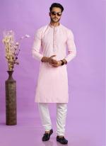 Art Silk Ice Pink Festival Wear Jacquard Kurta Pajama